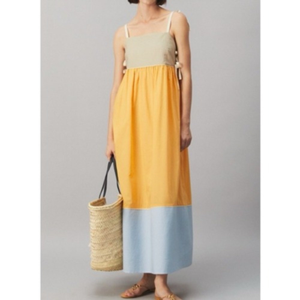 Tory Burch Color Block Maxi Dress L XL Coastal Beach Sundress Coverup $489